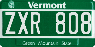 VT license plate ZXR808