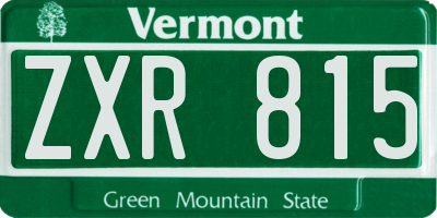 VT license plate ZXR815