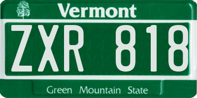 VT license plate ZXR818