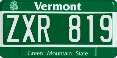 VT license plate ZXR819