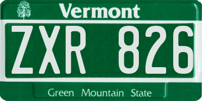 VT license plate ZXR826
