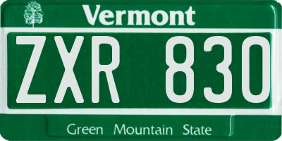 VT license plate ZXR830