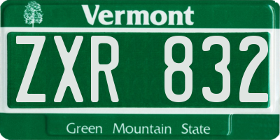 VT license plate ZXR832