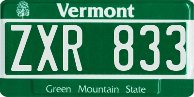 VT license plate ZXR833
