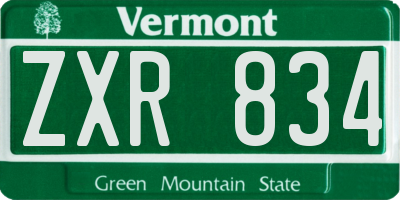 VT license plate ZXR834