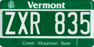 VT license plate ZXR835