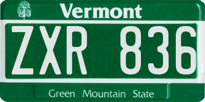 VT license plate ZXR836