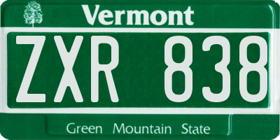 VT license plate ZXR838