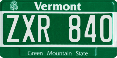 VT license plate ZXR840