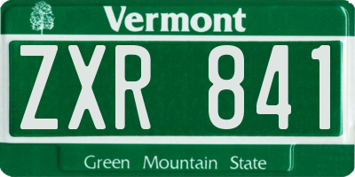 VT license plate ZXR841