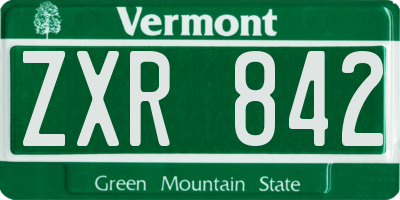 VT license plate ZXR842