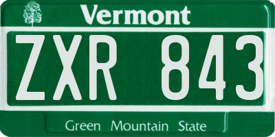 VT license plate ZXR843