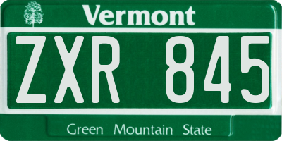 VT license plate ZXR845