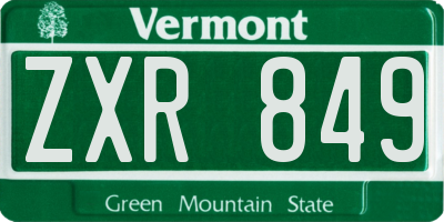 VT license plate ZXR849