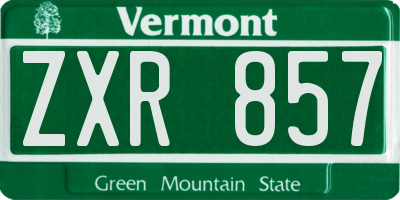 VT license plate ZXR857