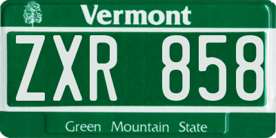 VT license plate ZXR858
