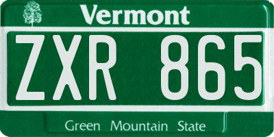 VT license plate ZXR865