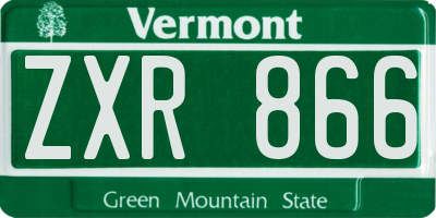 VT license plate ZXR866