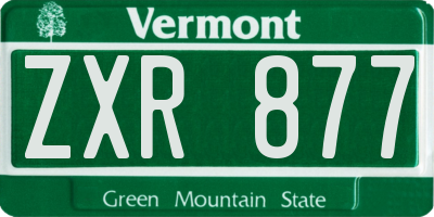 VT license plate ZXR877