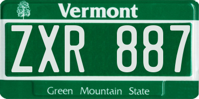 VT license plate ZXR887