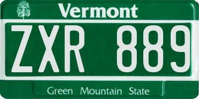 VT license plate ZXR889