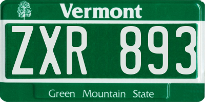 VT license plate ZXR893