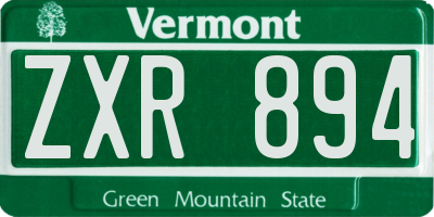 VT license plate ZXR894
