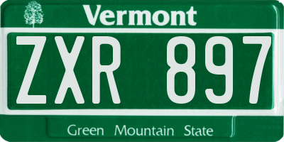 VT license plate ZXR897