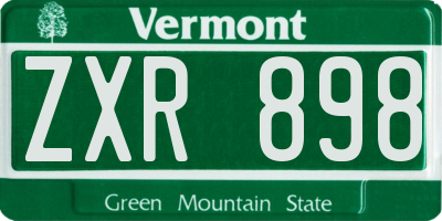 VT license plate ZXR898