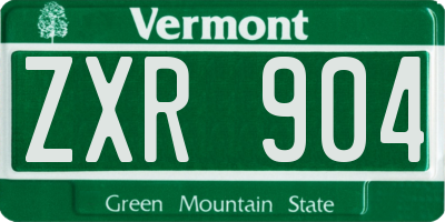 VT license plate ZXR904
