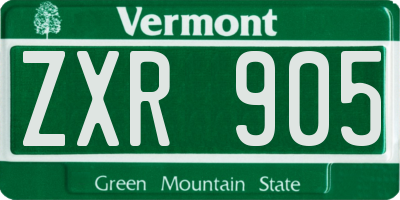 VT license plate ZXR905