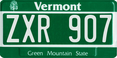 VT license plate ZXR907