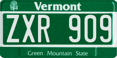 VT license plate ZXR909
