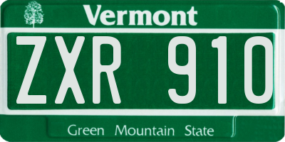 VT license plate ZXR910