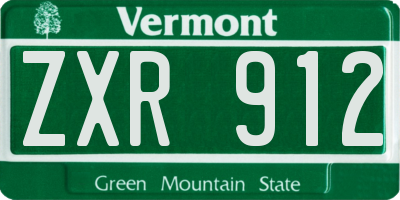 VT license plate ZXR912