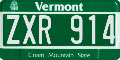 VT license plate ZXR914