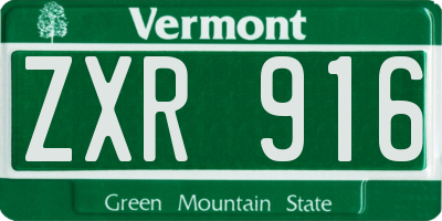 VT license plate ZXR916