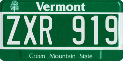 VT license plate ZXR919