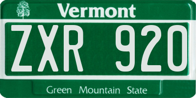 VT license plate ZXR920
