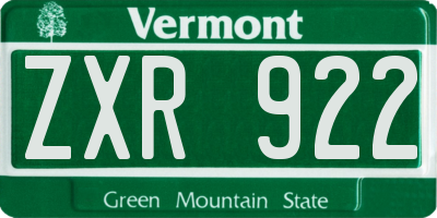 VT license plate ZXR922