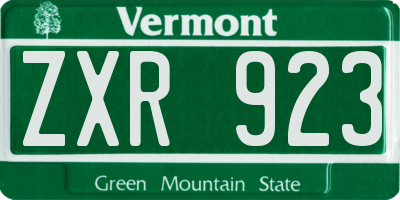 VT license plate ZXR923