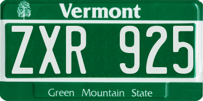 VT license plate ZXR925