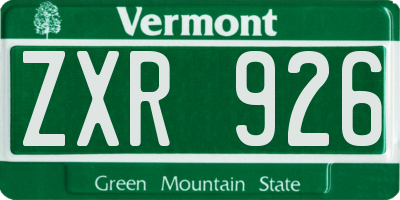 VT license plate ZXR926