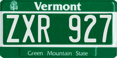 VT license plate ZXR927