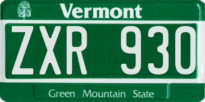 VT license plate ZXR930