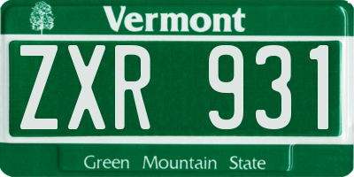 VT license plate ZXR931