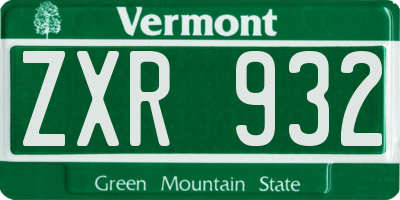 VT license plate ZXR932