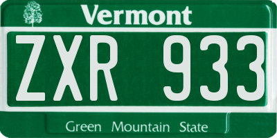 VT license plate ZXR933