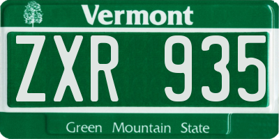 VT license plate ZXR935