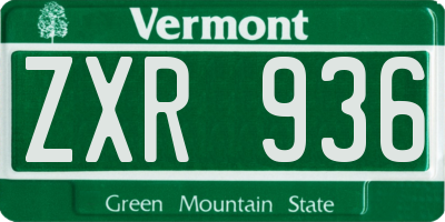VT license plate ZXR936